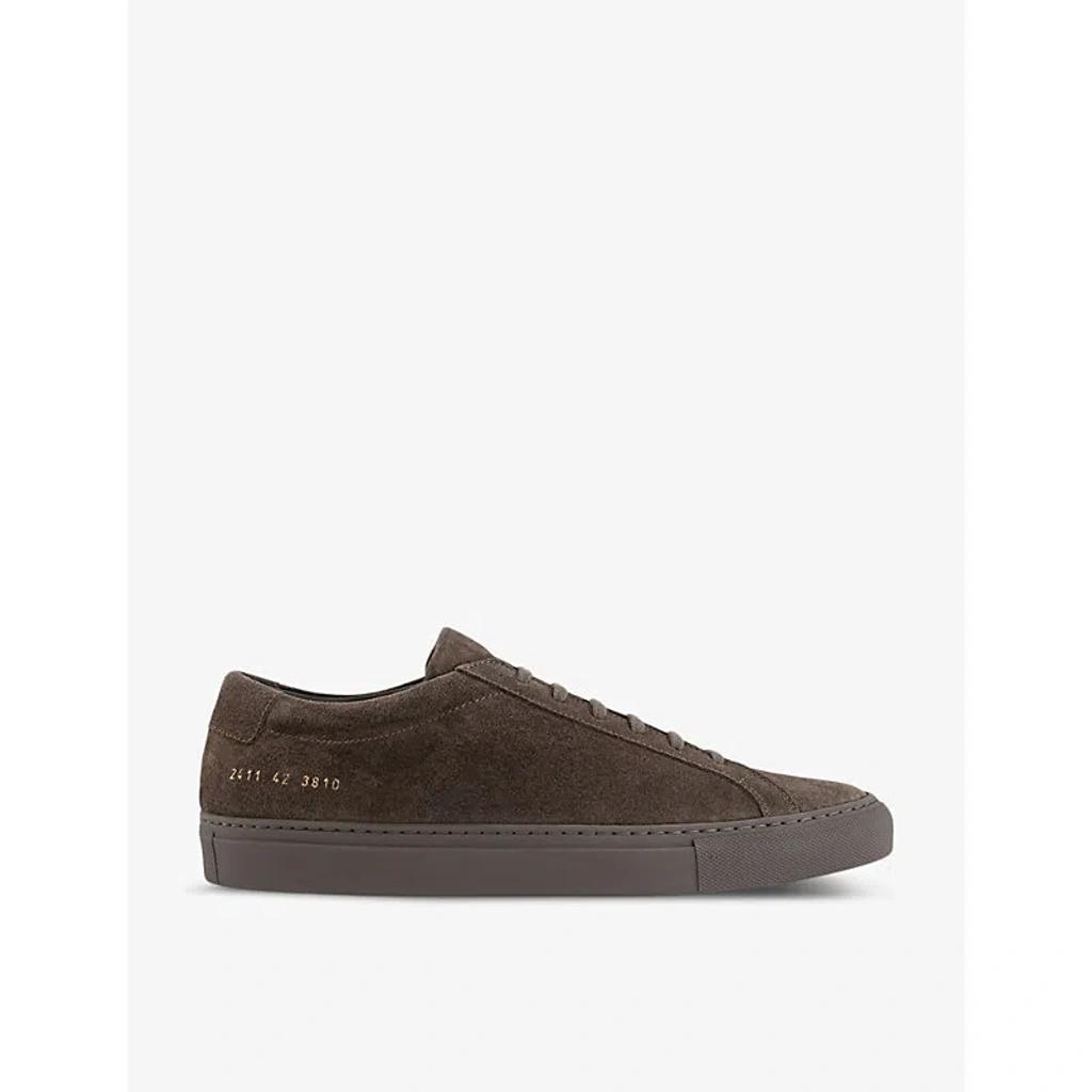 COMMON PROJECTS Mens Clay Suede Achilles Low Number-print Suede Low-top Trainers In Brown Product Image