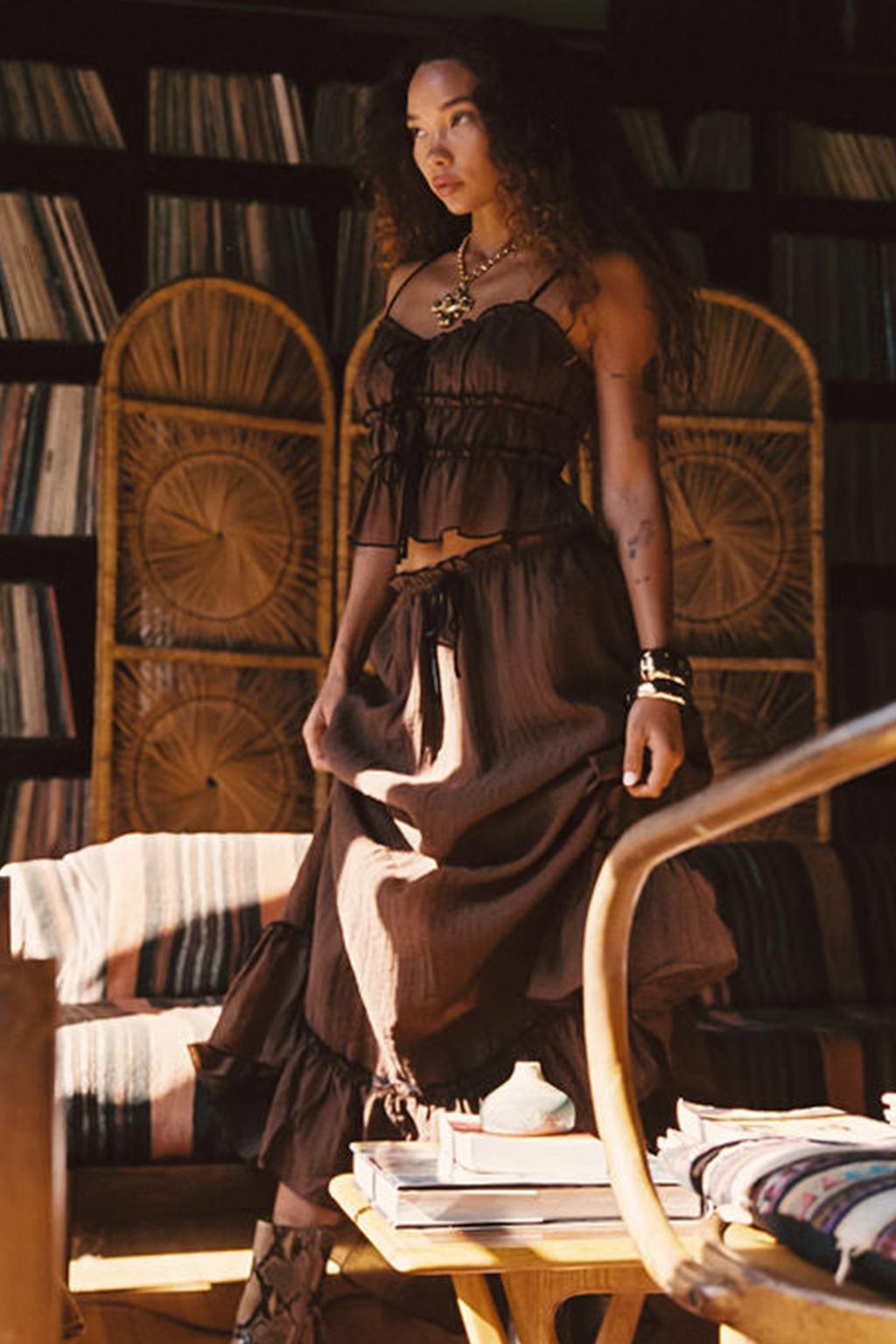 Dahlia Brown Maxi Skirt Product Image