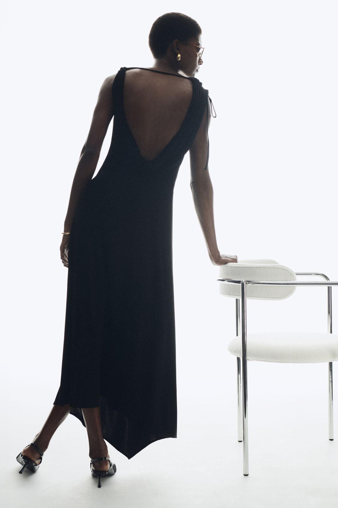 ASYMMETRIC COWL-NECK MAXI DRESS Product Image