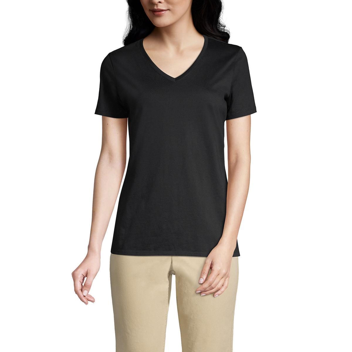 Lands End Womens Relaxed Supima Cotton Short Sleeve V-Neck T-Shirt Product Image