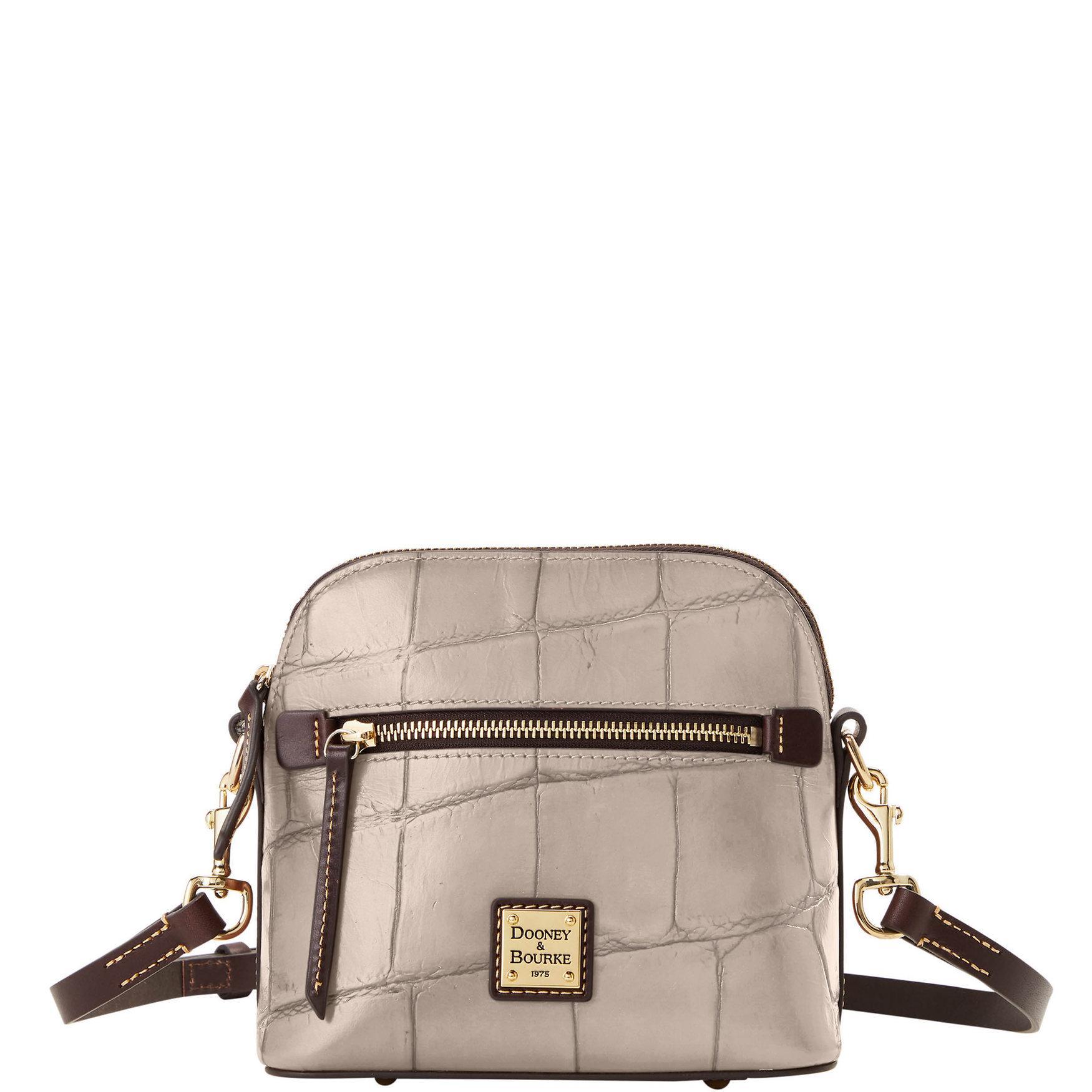 Dooney & Bourke Womens Denison Domed Crossbody Leather Shoulder Bag in Taupe Product Image