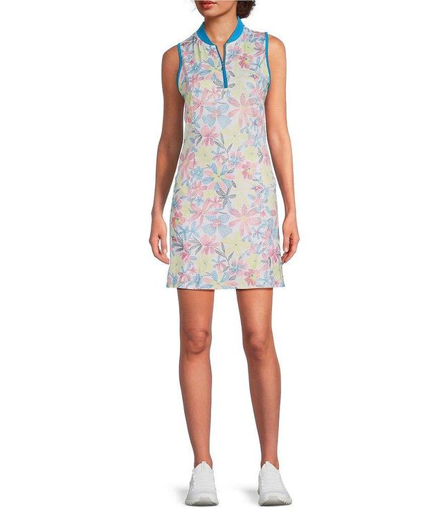 Callaway Chevron Floral Print Flounce Sleeveless Golf Dress Product Image