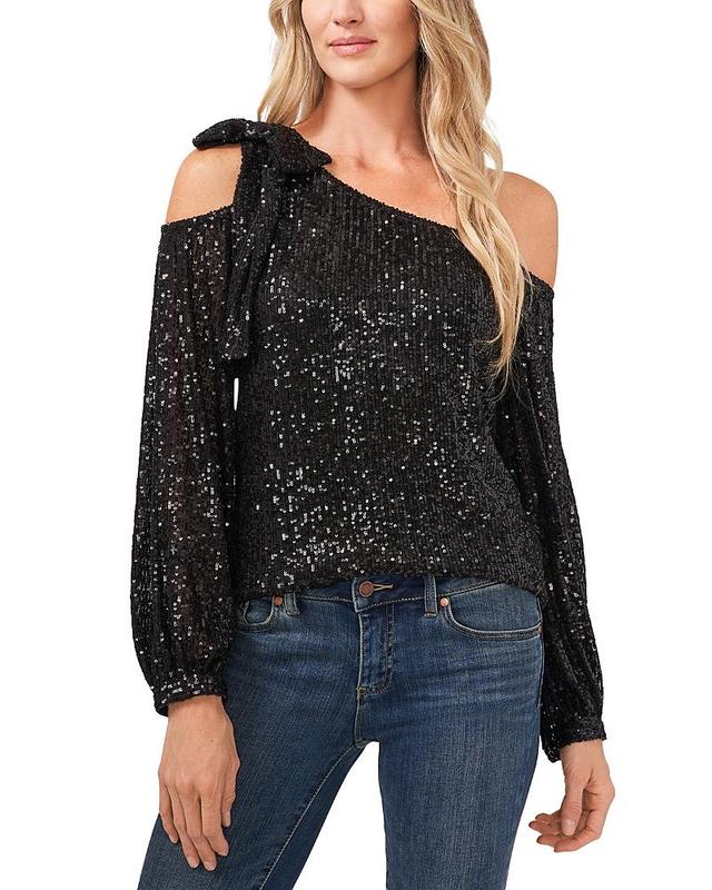 CeCe Sequined One Shoulder Top Product Image