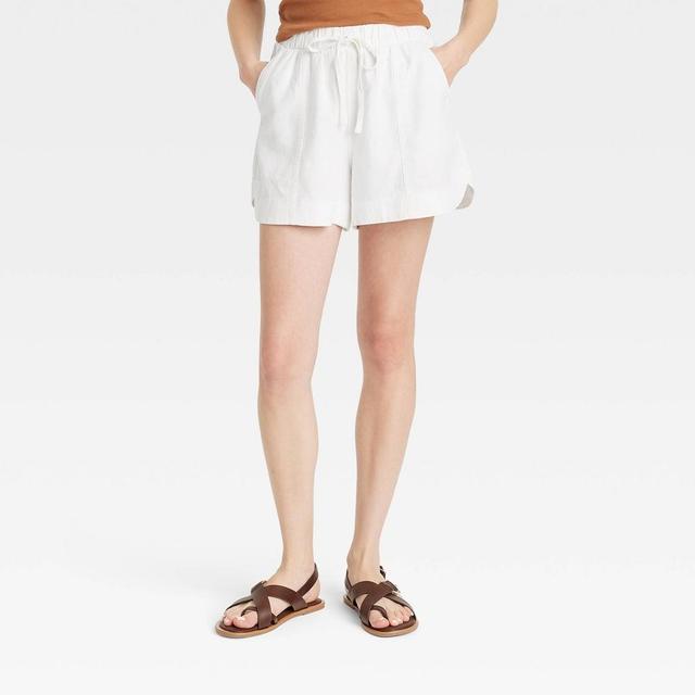 Womens High-Rise Linen Pull-On Shorts - Universal Thread White M Product Image