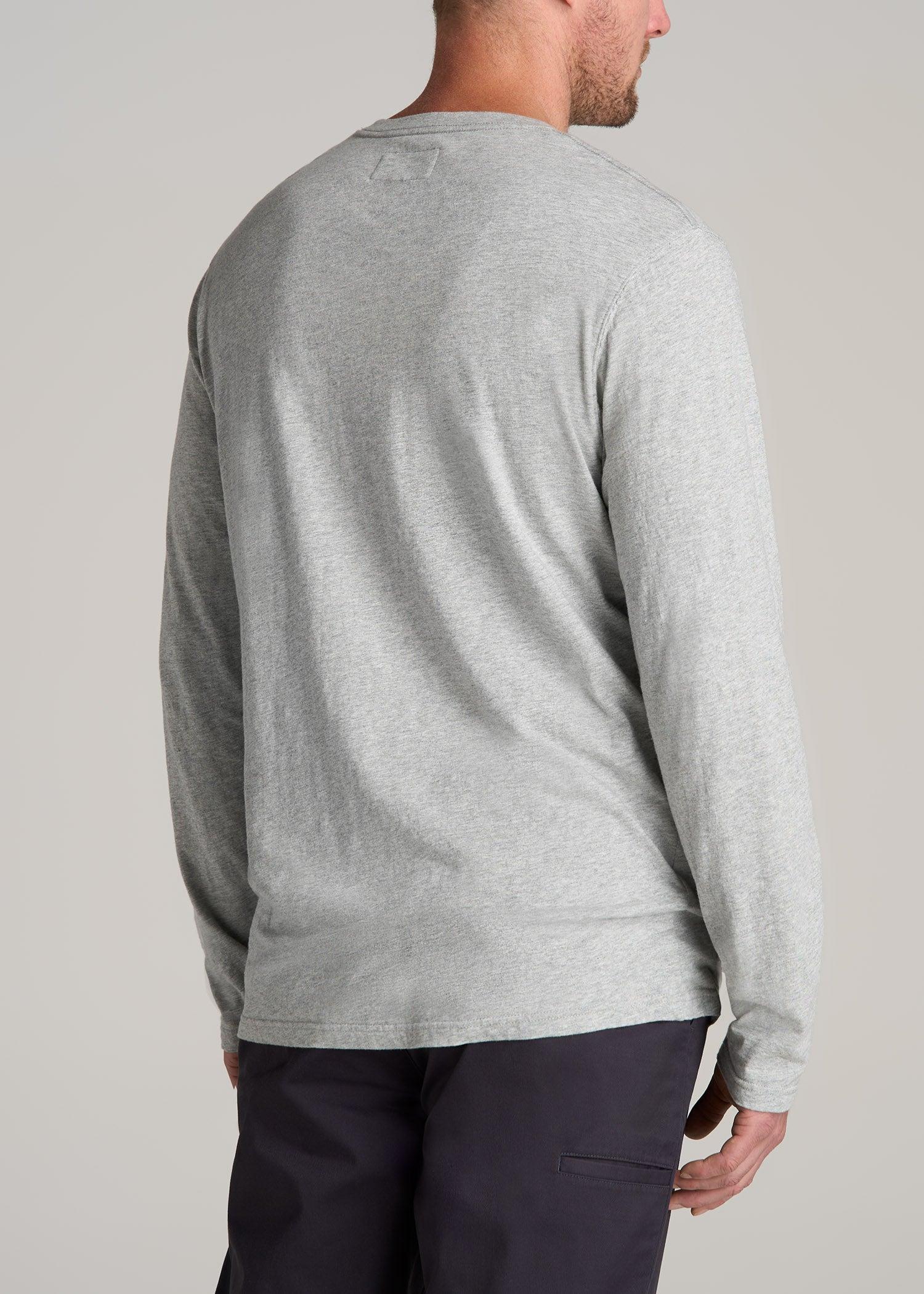 LJ&S Vintage Washed Slub Men's Tall Henley Shirt in Heathered Grey Product Image