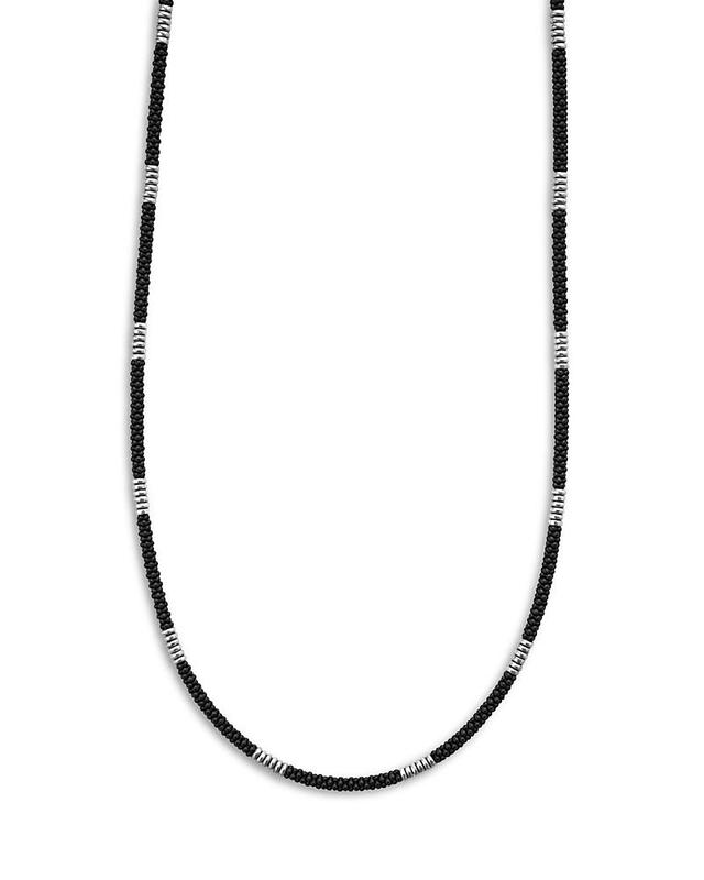 Lagos Mens Sterling Silver Anthem Black Ceramic Station Necklace - Exclusive Product Image