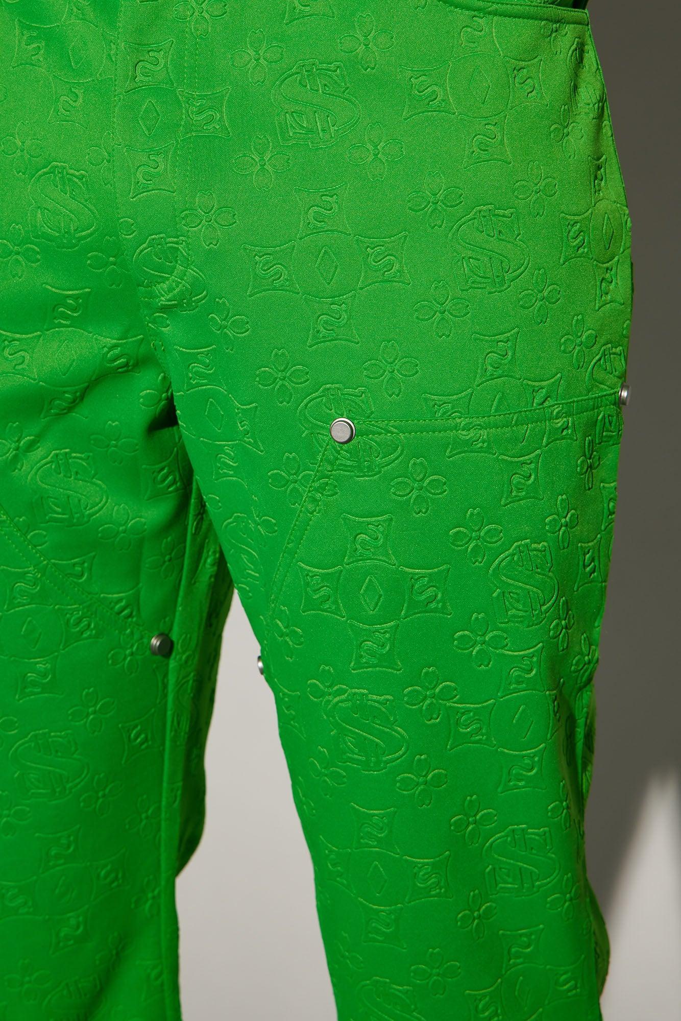 Luxe Monogram Relaxed Carpenter Flare Pants - Green Product Image