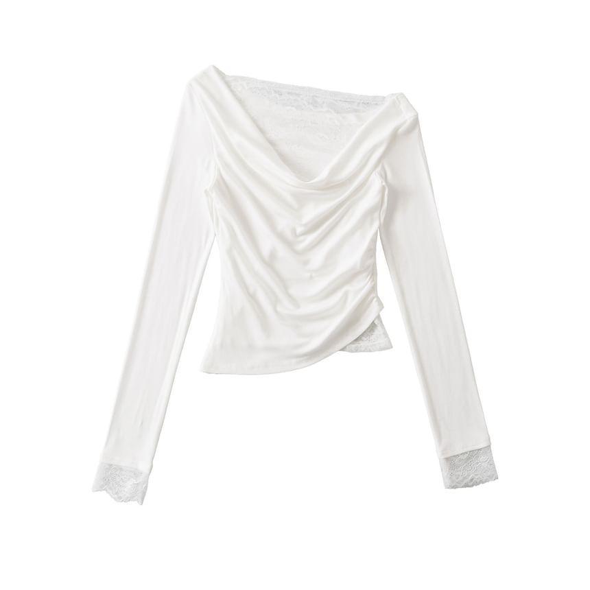 Long-Sleeve V-Neck Plain Top Product Image