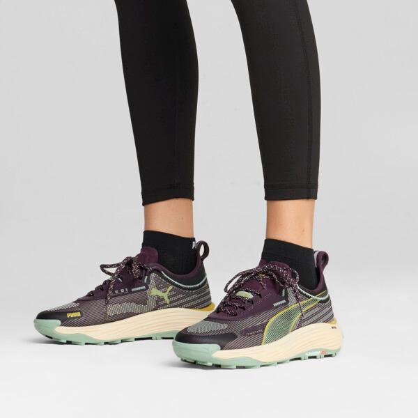 PUMA SEASONS Voyage NITROâ¢ 3 Women's Trail Running Shoes in Midnight Plum/Green Fog/Golden Fog Product Image