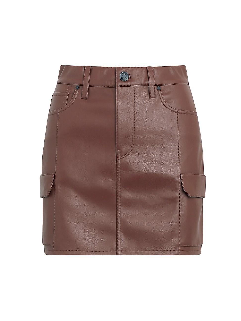 Womens Faux-Leather Cargo Miniskirt Product Image