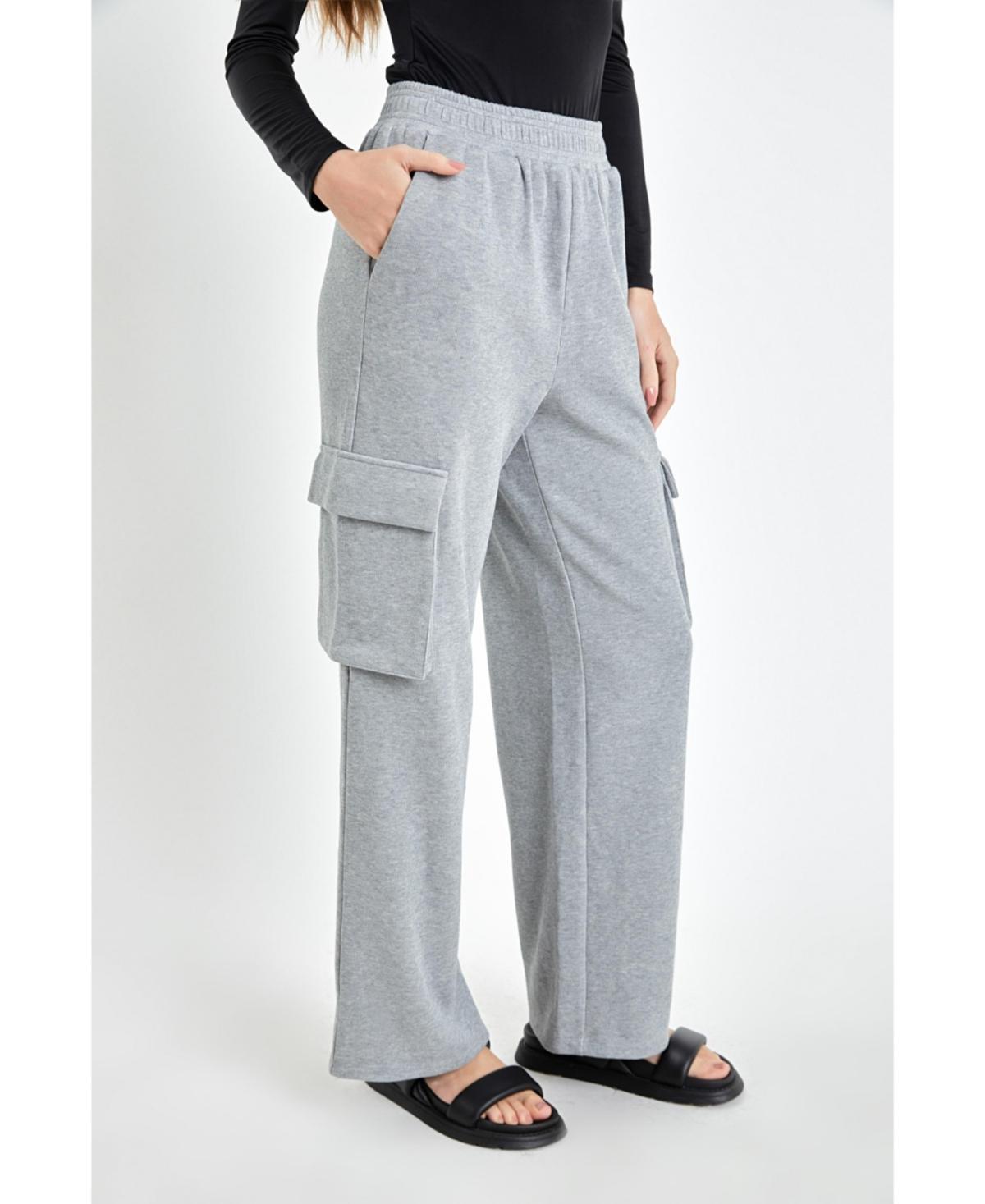 Grey Lab Stretch Cotton Knit Wide Leg Pants Product Image