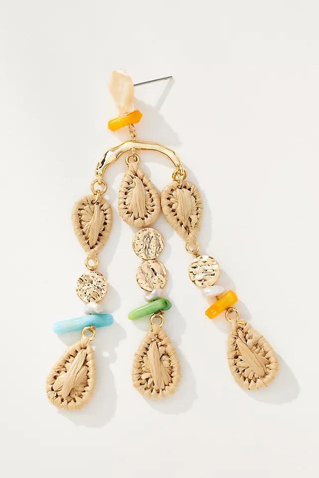 Mixed Raffia Chandelier Drop Earrings Product Image