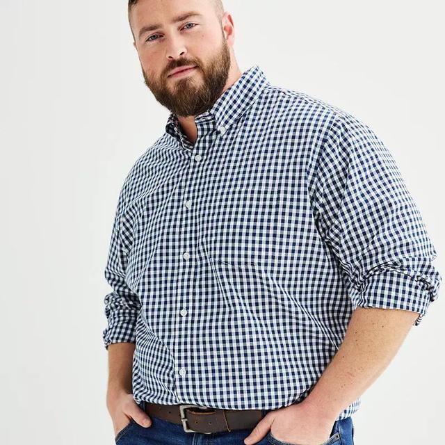 Big & Tall Sonoma Goods For Life Perfect Length Button-Down Shirt, Mens Blue Gingham Product Image