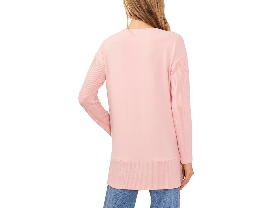 Vince Camuto Long Sleeve Drop Shoulder V-Neck Cozy Tunic Rouge) Women's Sweater Product Image