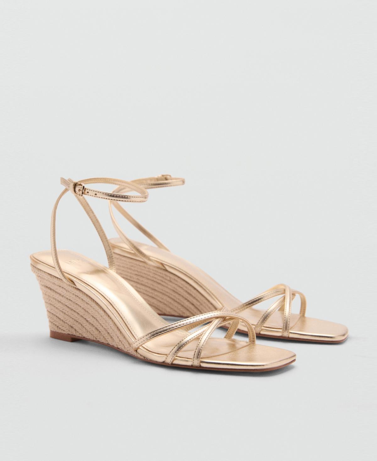 Mango Womens Metallic Wedge Strap Sandals Product Image