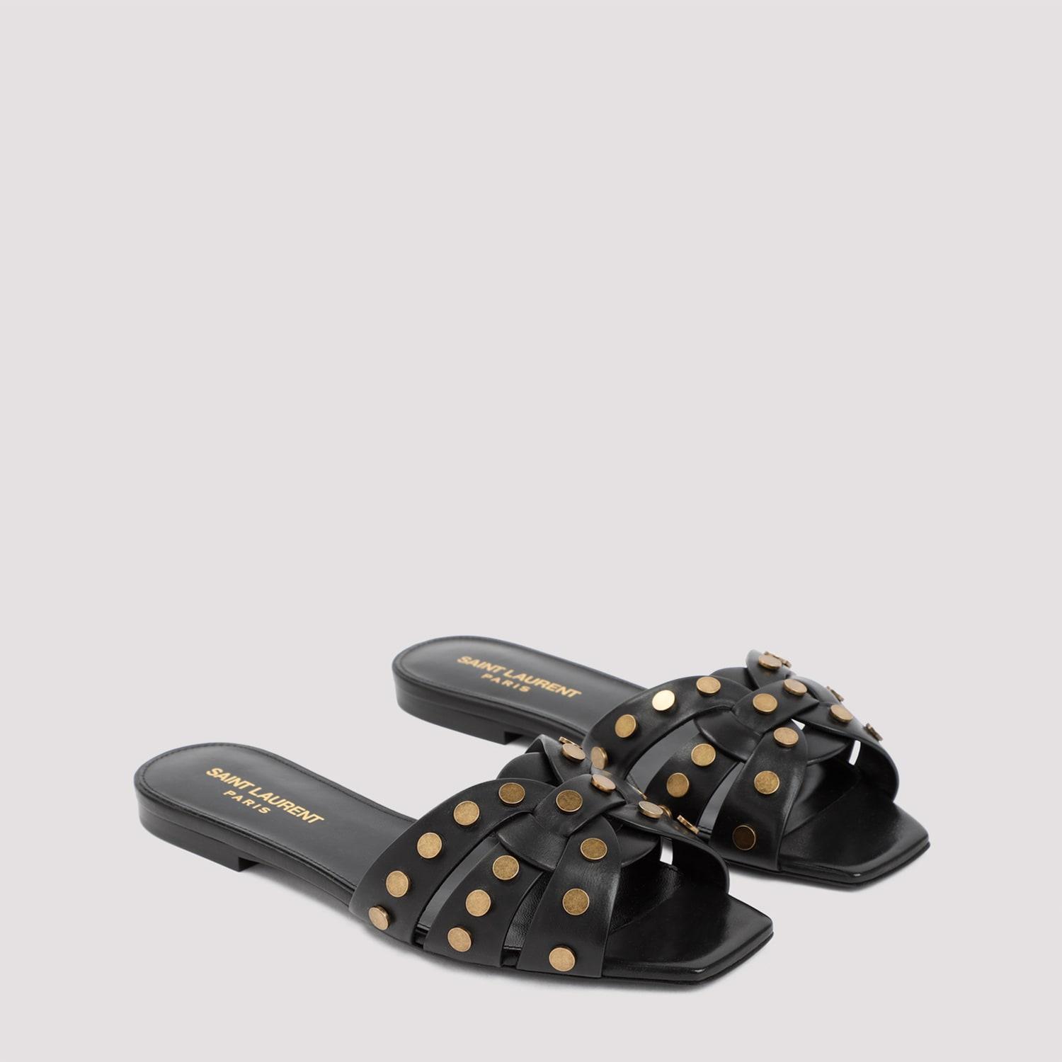 SAINT LAURENT Leather Tribute Sandals In Black Product Image