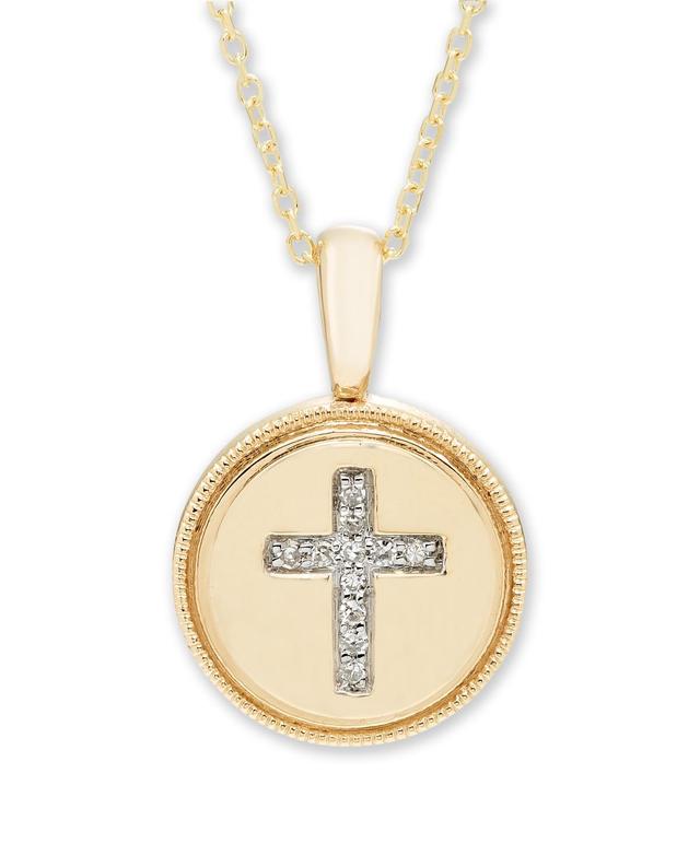 Diamond Accent Cross Pendant in 14K Yellow or Rose Gold Product Image