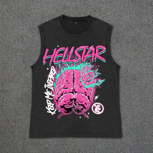 Retro Hellstar Mummy Pink Vintage Graphics Vintage Wash Sleeveless Tank Top Product Image