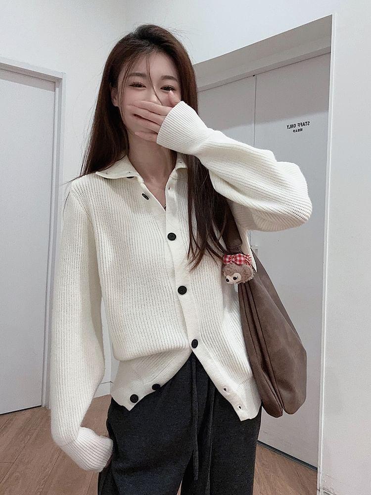 Turtleneck Ribbed Cardigan Product Image