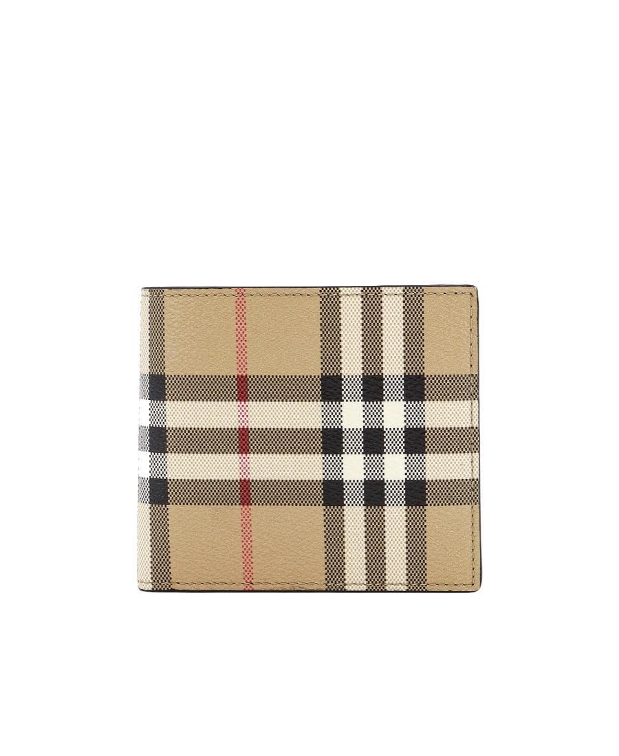 BURBERRY Vintage Check Bifold Leather Wallet In Green Product Image