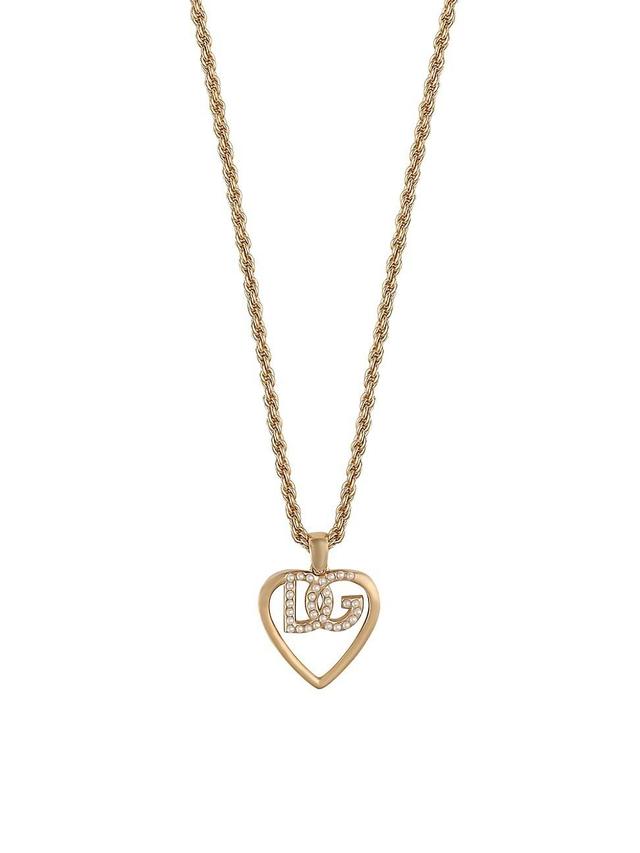 Womens Goldtone & Imitation Pearl Monogram Heart Pendant Necklace Product Image