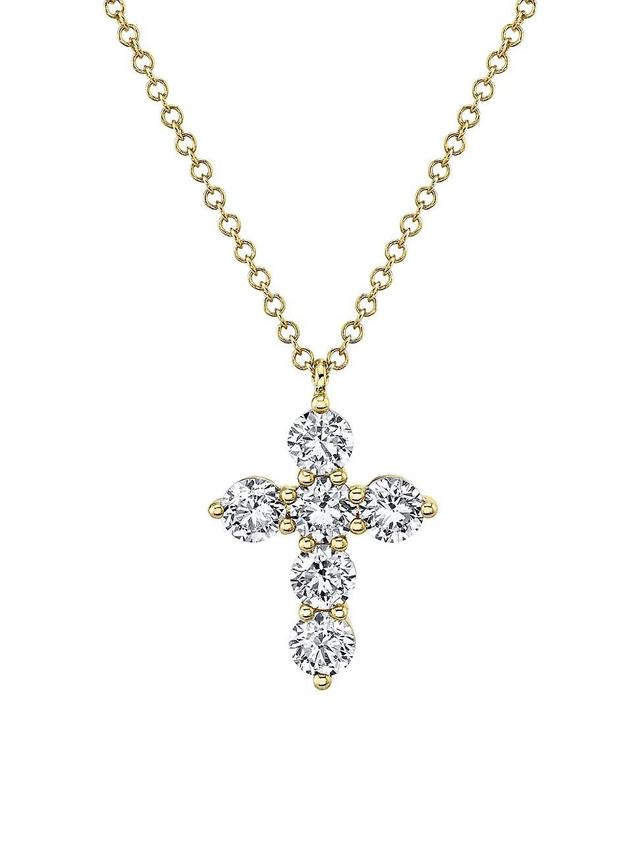 Womens 14K Yellow Gold & 1.1 TCW Diamond Cross Pendant Necklace Product Image