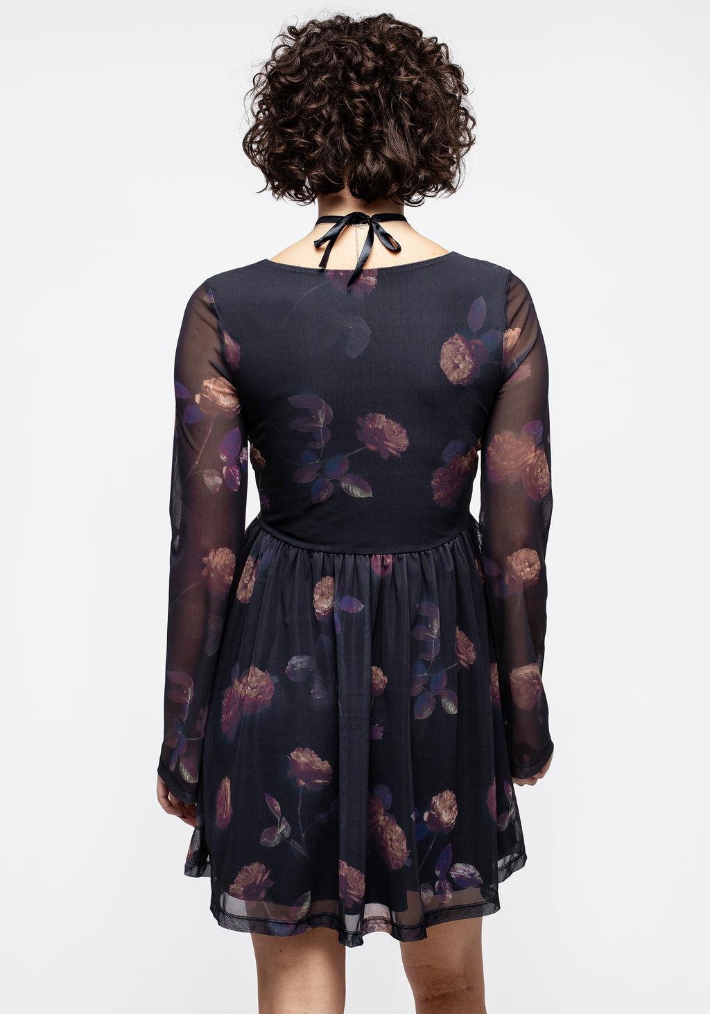 Monica Floral Mesh Skater Dress Product Image