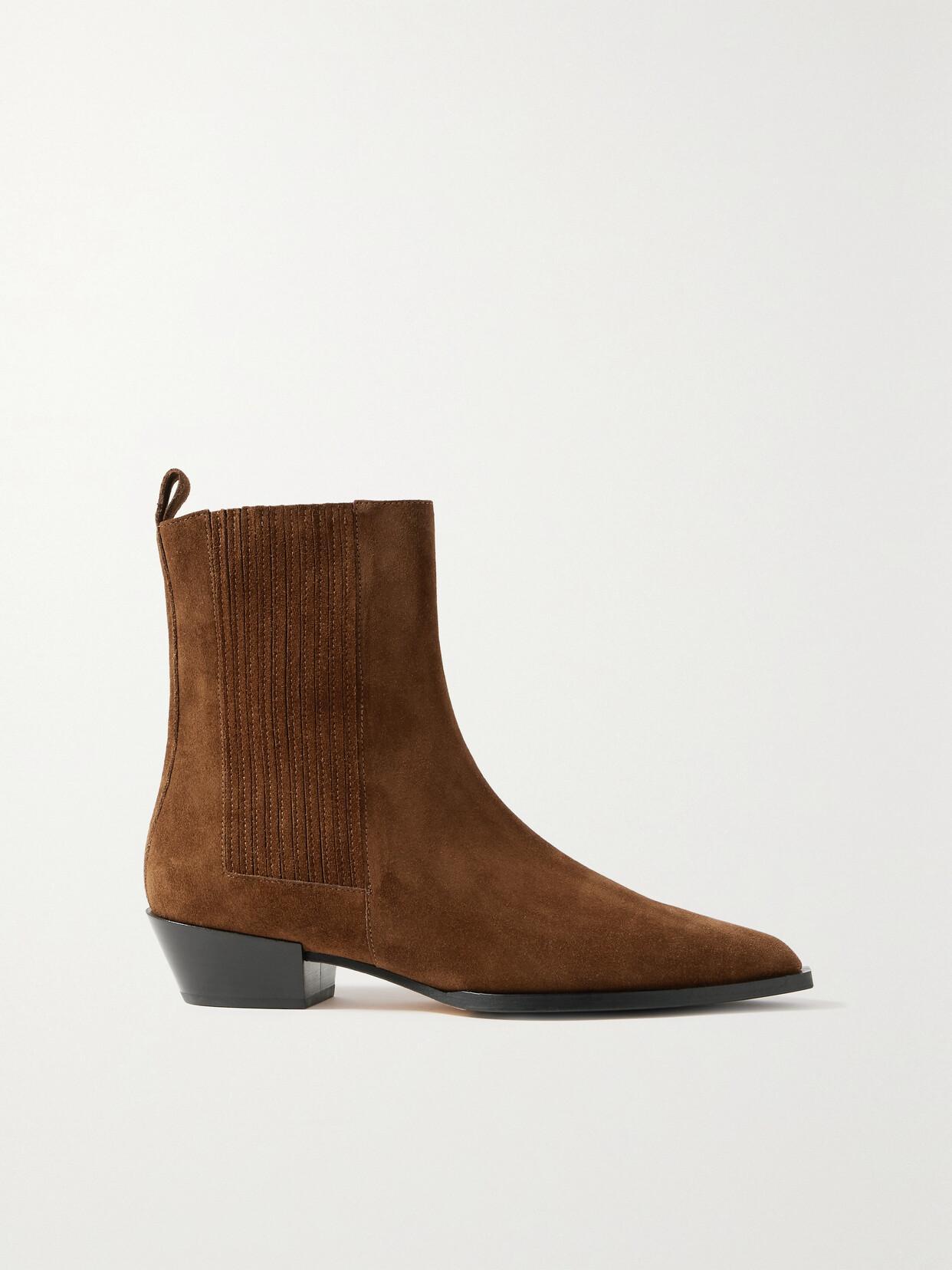 AEYDE 40mm Belinda Suede Ankle Boots In Brown Product Image