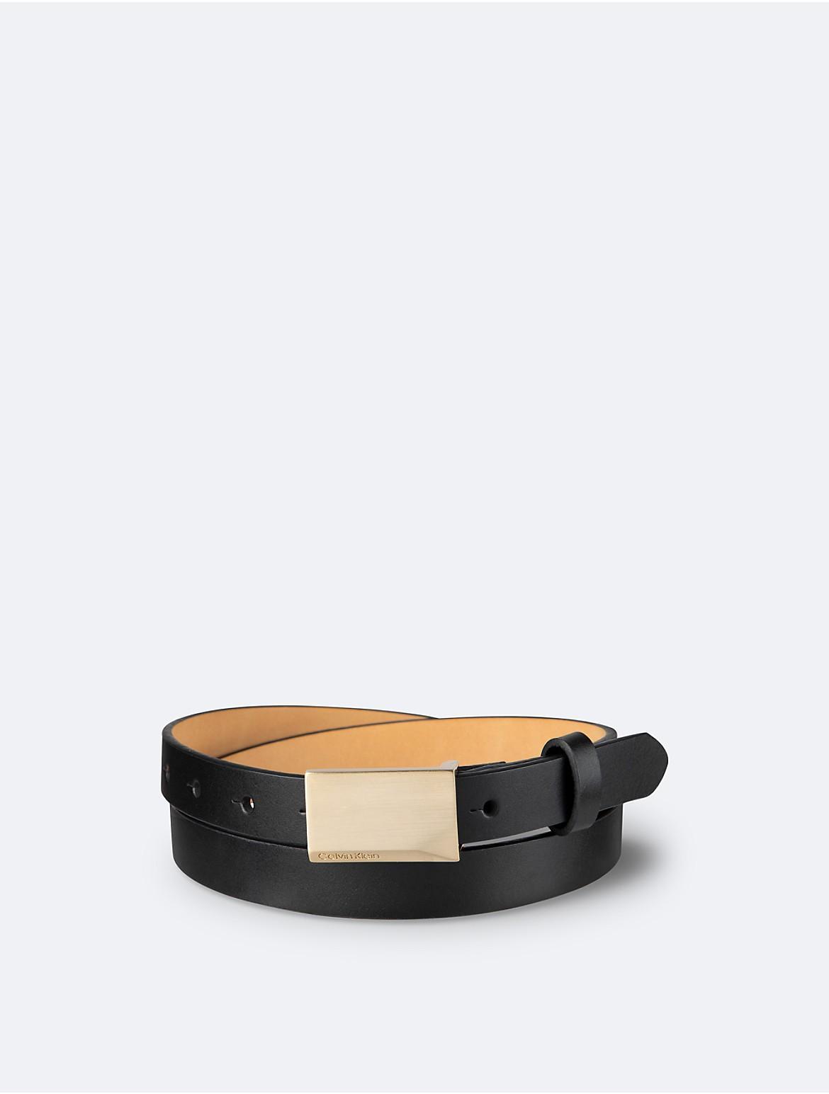 Calvin Klein Womens Beveled Plaque Buckle Belt - Black - M Product Image