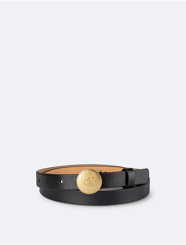 Calvin Klein Womens Monogram Logo Round Plaque Belt - Black - M Product Image