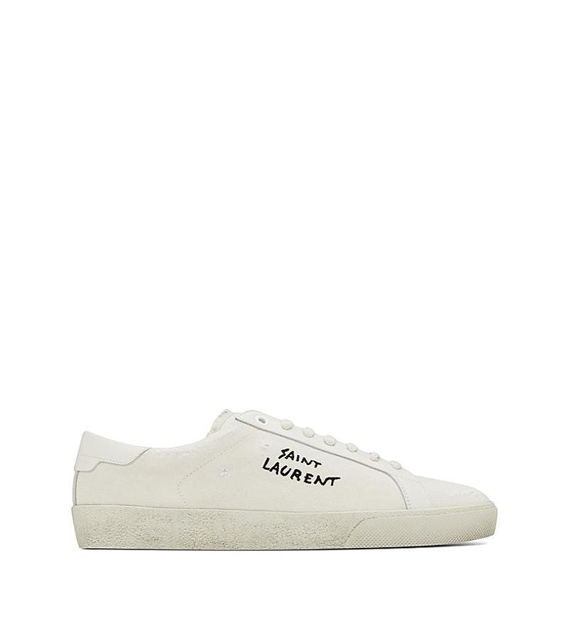 Saint Laurent Court Classic Sl/06 Embroidered Sneakers in Canvas and Leather Product Image