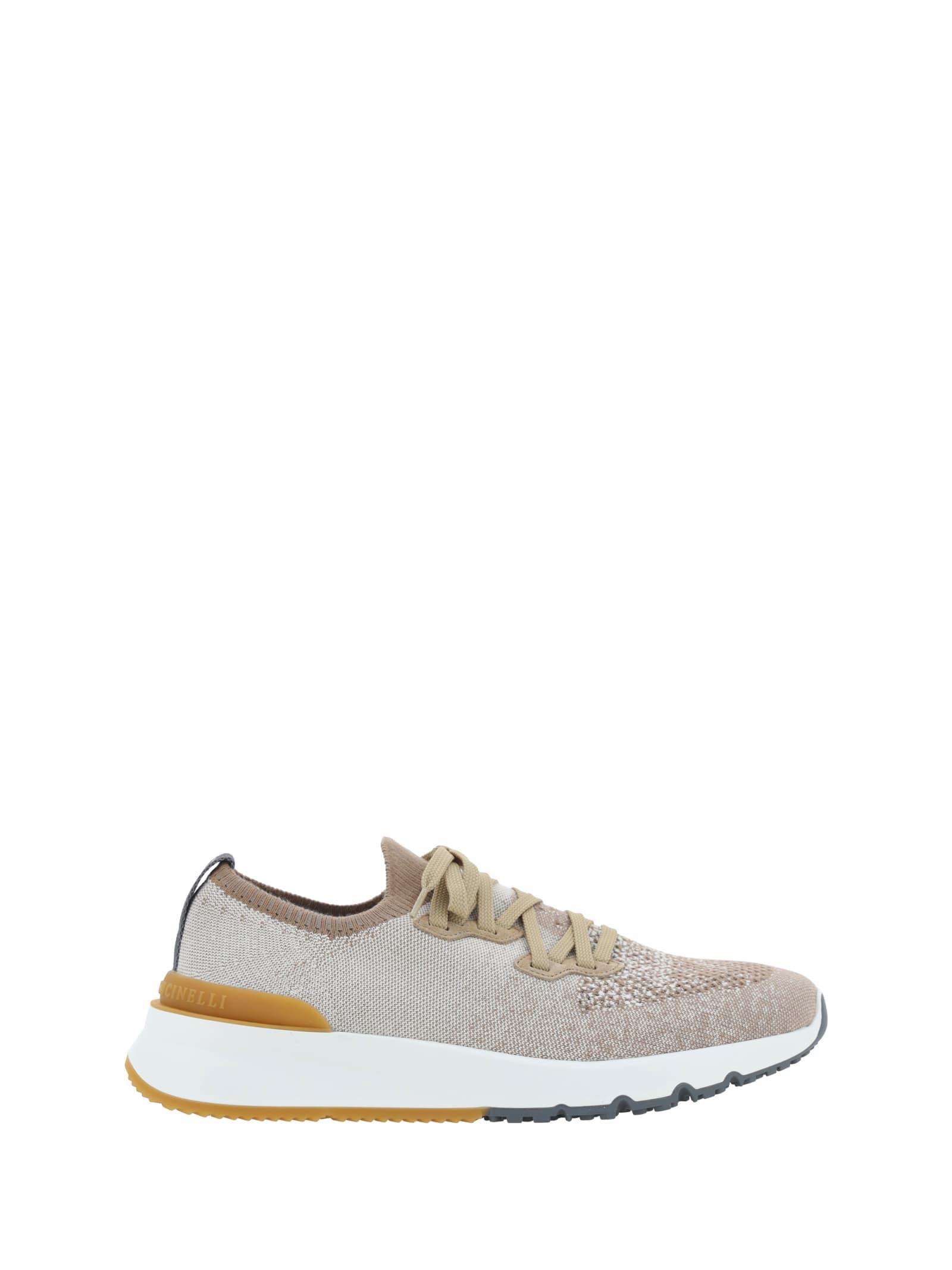 Sneakers With Mesh Inserts In Brown Product Image