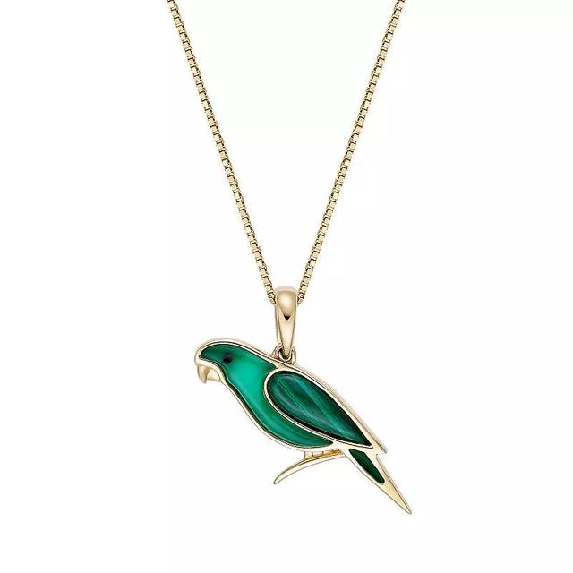 Gemminded 18k Gold over Sterling Silver Green Onyx & Malachite Bird Pendant Necklace, Womens Gold Tone Product Image