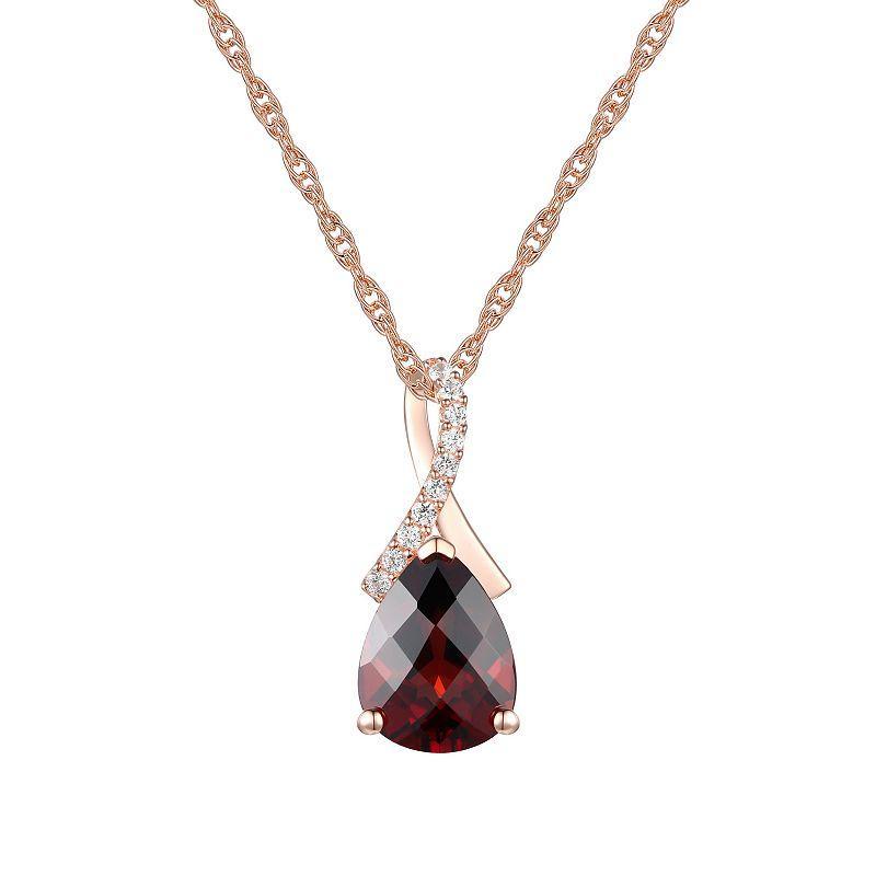 14k Rose Gold Over Silver Garnet Pendant, Womens Product Image