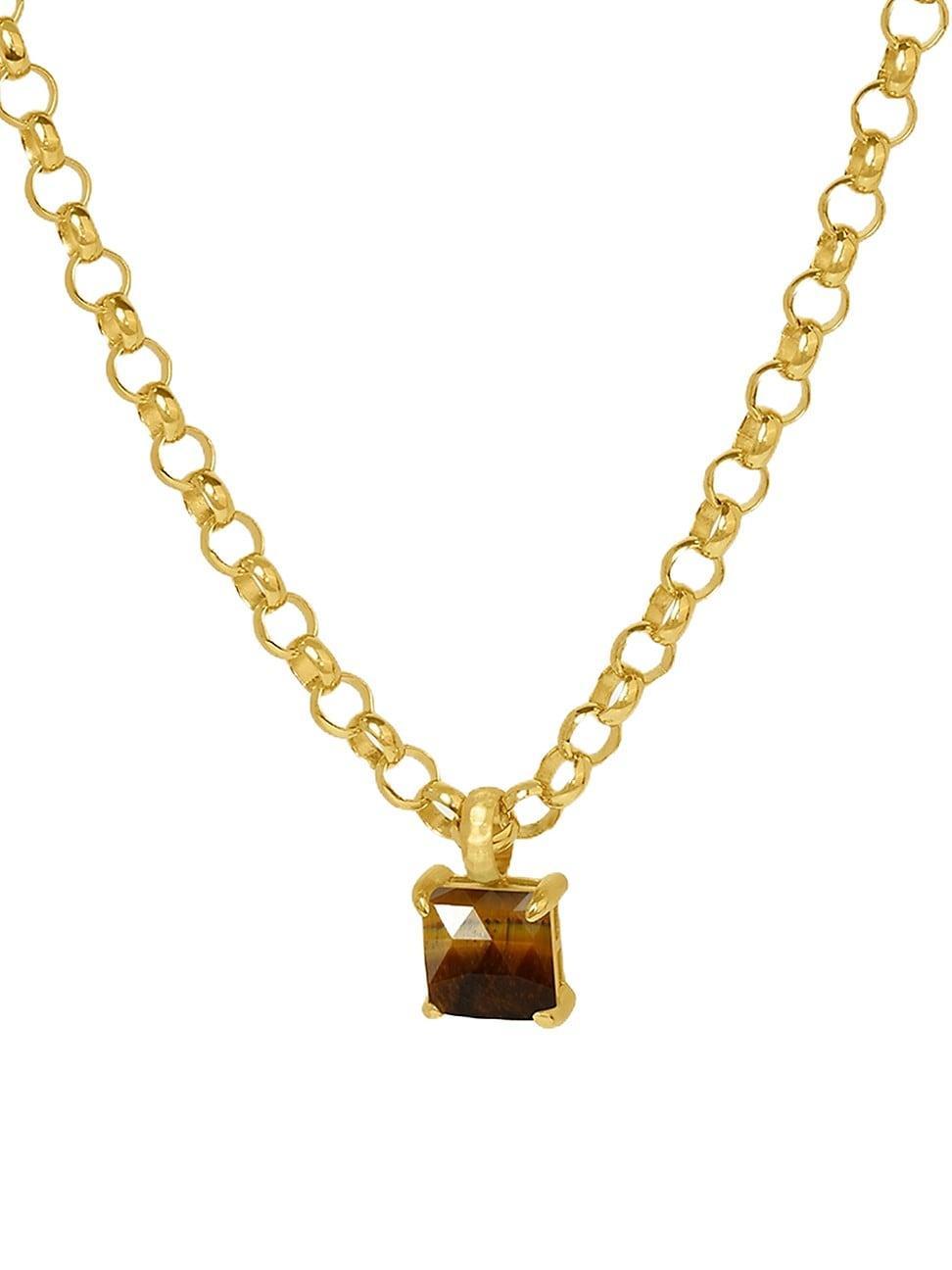 Womens Nomad 22K-Gold-Plated & Tigers Eye Pendant Necklace Product Image