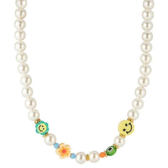 Sunkissed Sterling 14k Gold Over Silver Smiley Face Freshwater Cultured Pearl Necklace, Womens Multi Tone Product Image