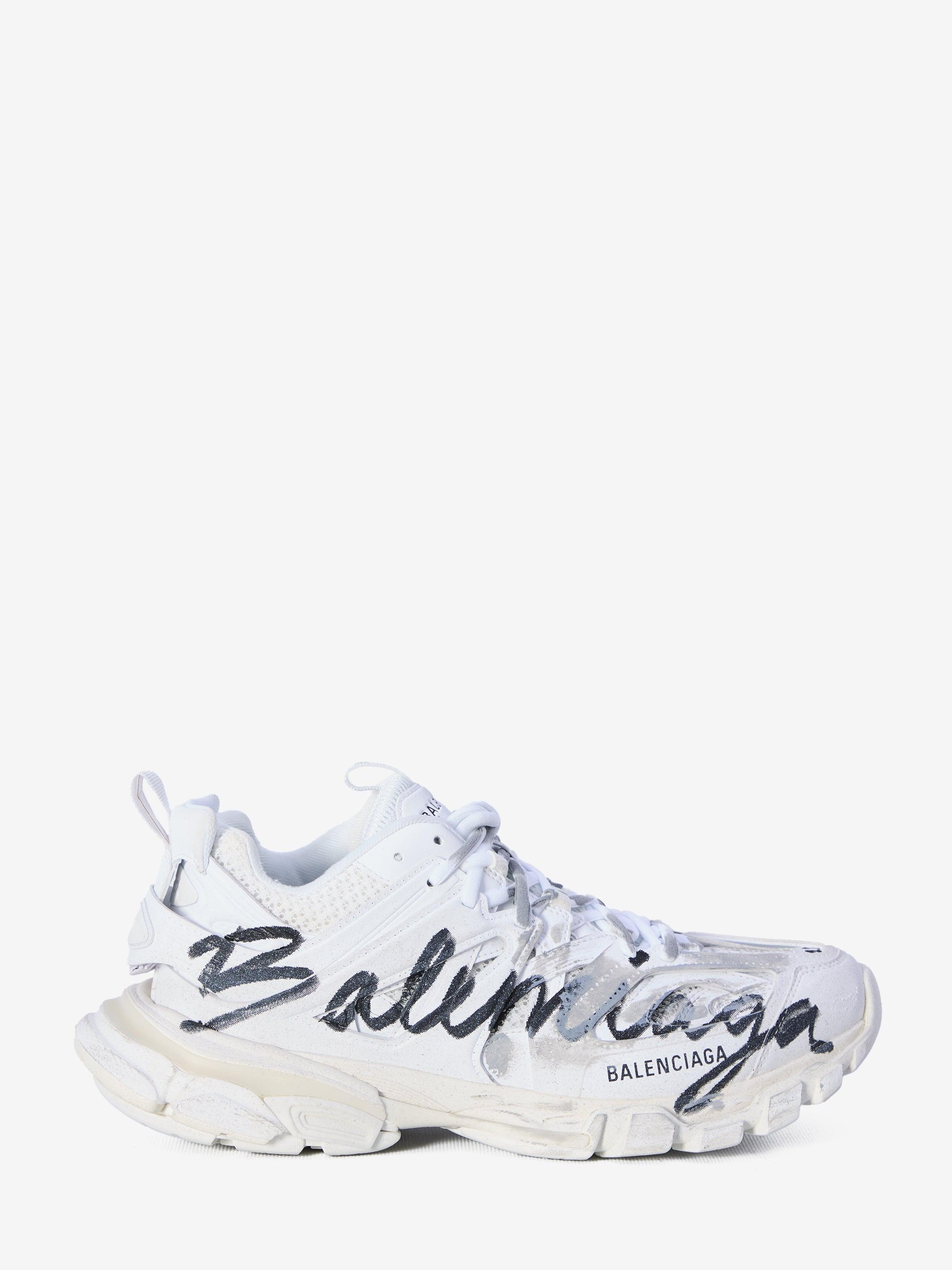 BALENCIAGA Men's Track Signature Sneakers In White Product Image