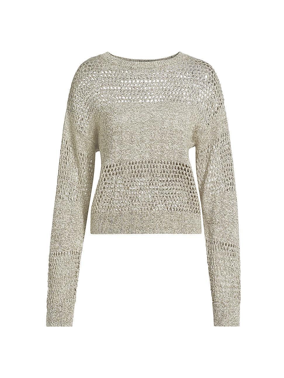 Womens Linen & Cotton-Blend Open-Knit Sweater product image