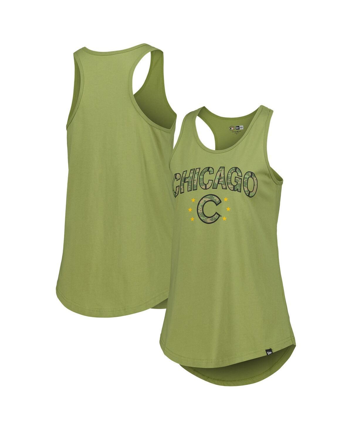 New Era Womens Olive Chicago Cubs Armed Forces Day Tank Top Product Image