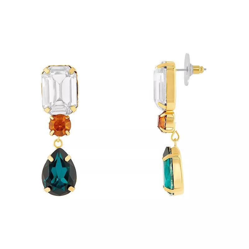 Emberly Gold Tone Multi Shape Simulated Stone Drop Earrings, Womens, Green Product Image