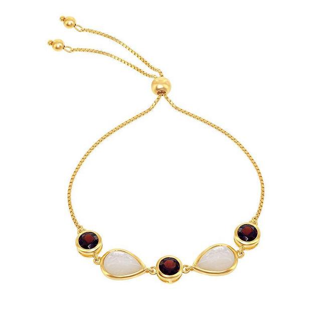 Sterling Silver 14K Gold-Plated Garnet & MOP Bracelet, Womens Gold Tone Product Image