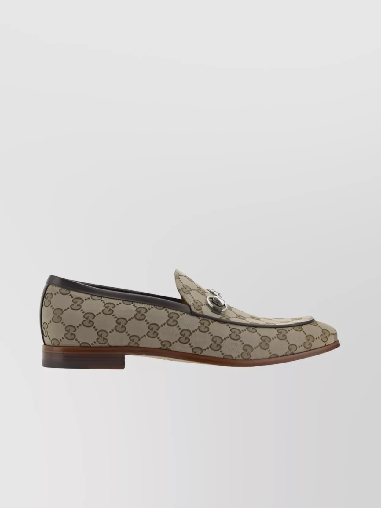 GUCCI Block Heel Loafers Jacquard Fabric In Printed Product Image