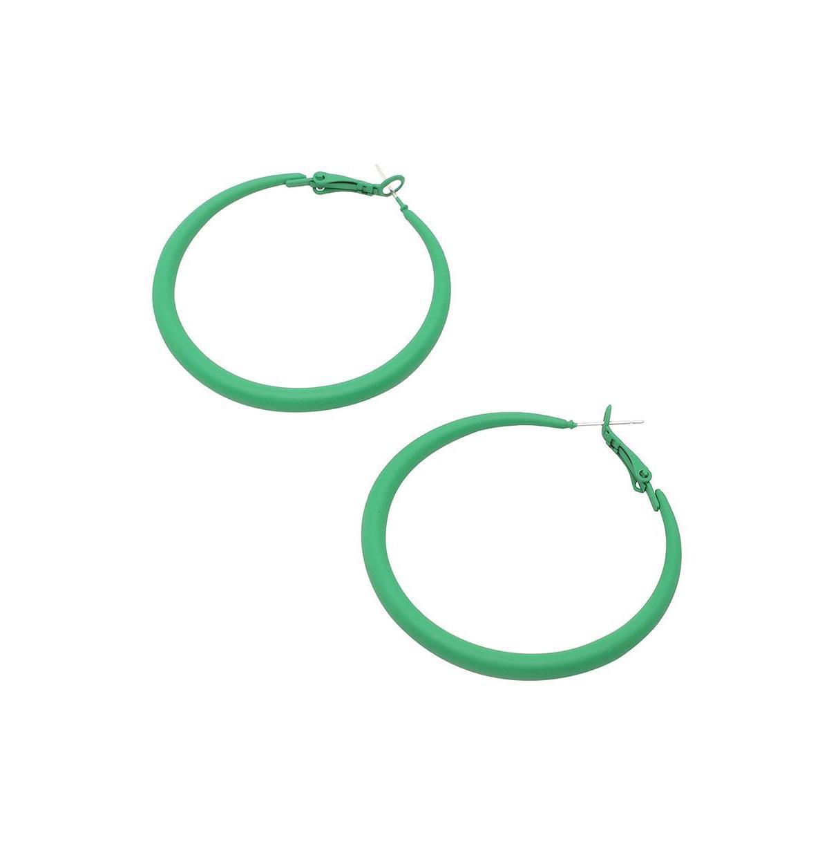 Sohi Womens Green Minimal Hoop Earrings Product Image