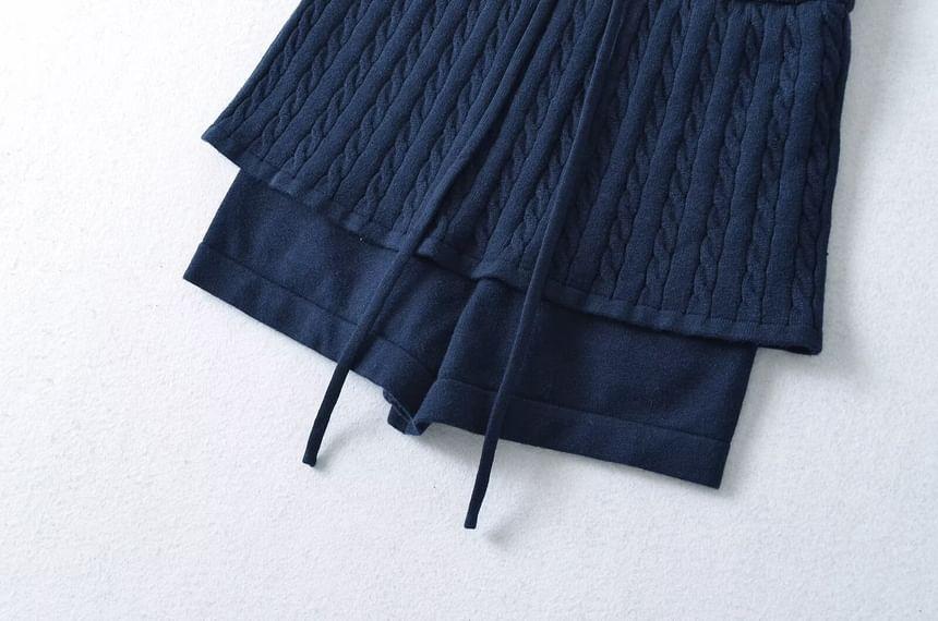 High Waist Plain Inset Cable Knit Skort Product Image