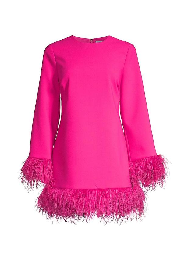 LIKELY Marullo Feather Trim Long Sleeve Dress Product Image