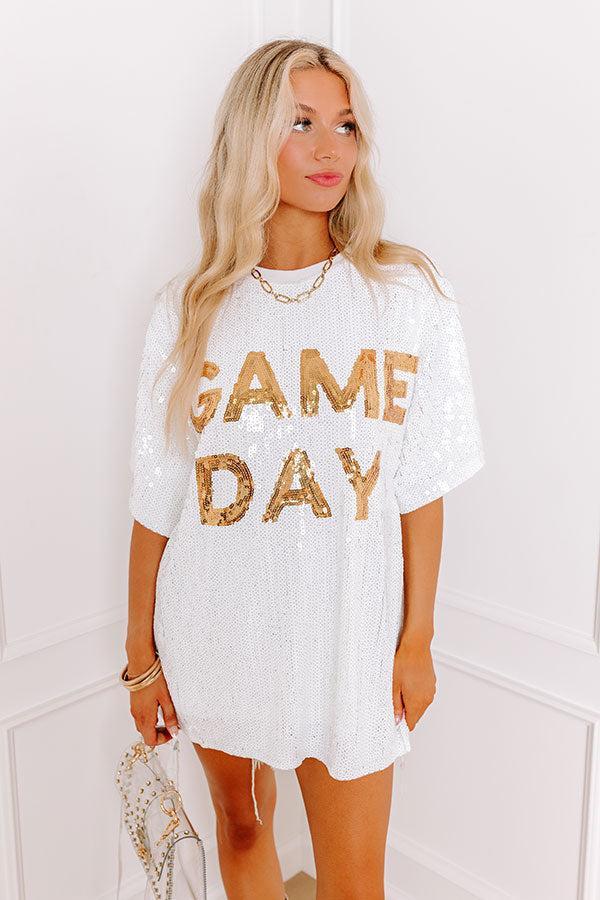 Gameday Sequin Tunic in White Product Image