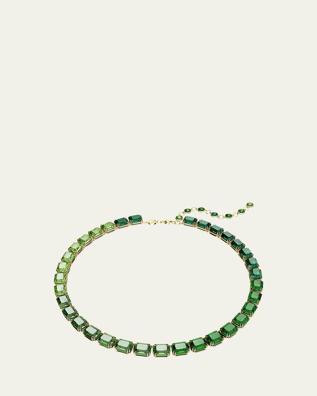 Swarovski Millenia Green Color Gradient Octagon Cut Collar Necklace in Gold Tone, 14.96-16.93 Product Image