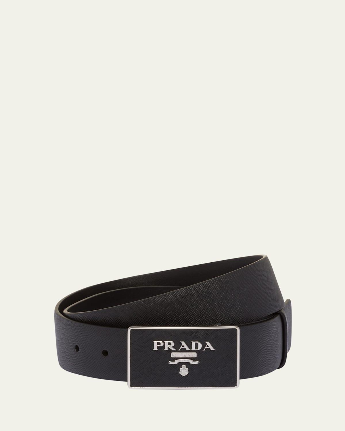 Mens Saffiano Leather Buckle Belt Product Image