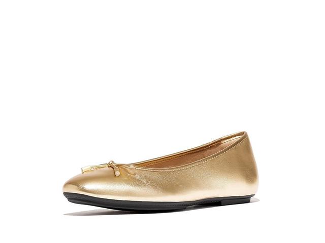 FitFlop Delicato Bow Soft Metallic-Leather Ballerinas (Old ) Women's Flat Shoes Product Image