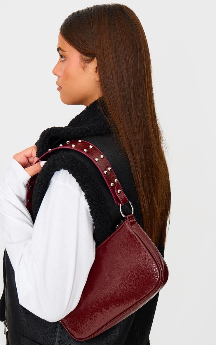 Burgundy Stud Handle Shoulder Bag product image